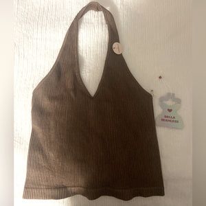 brown slimming fit top | L